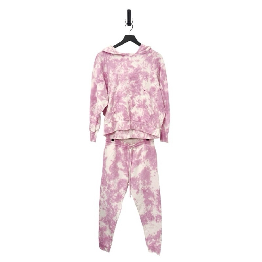 LOVESHACKFANCY Addison Distressed Hoodie and Yolanda Joggers in Purple Iris - Picture 3 of 4